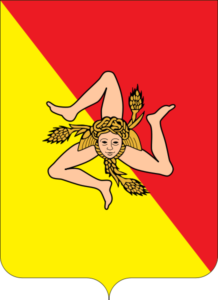 Das rot-gelbe Wappen von Sizilien