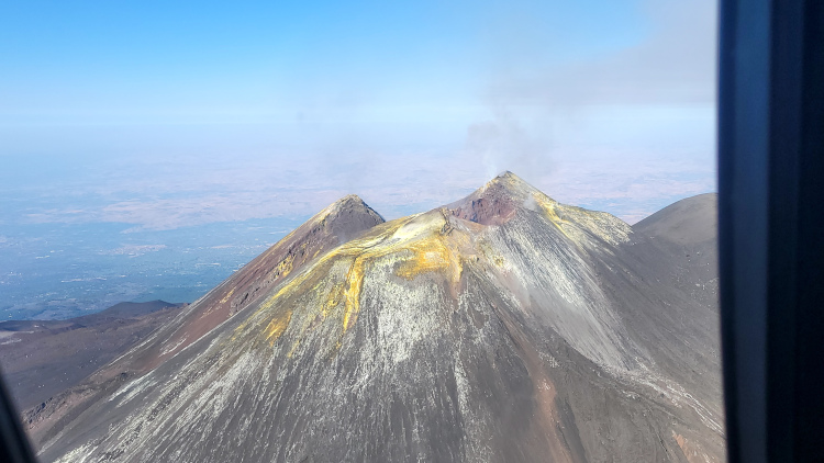Helicopter flight over Etna: view of the south-east summit crater