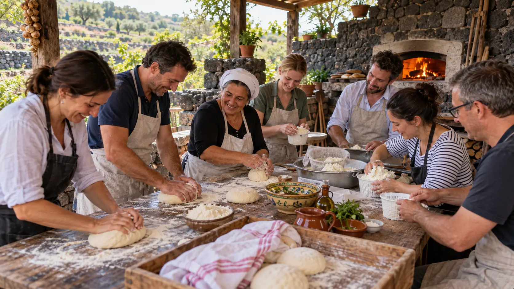 Team building on Mount Etna combining nature, food and group activities.