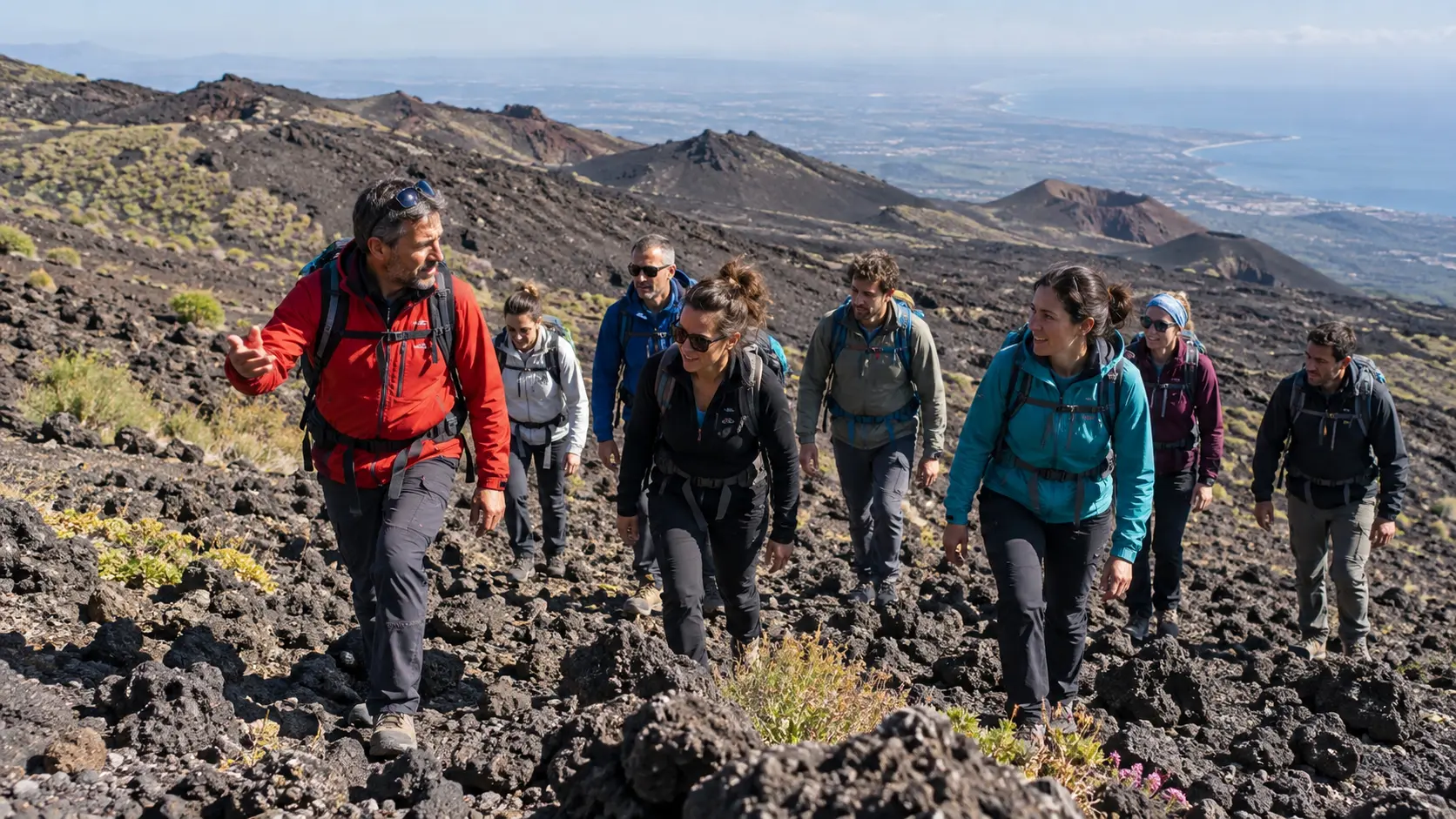 Winter team building on Mount Etna with food experiences and group activities.
